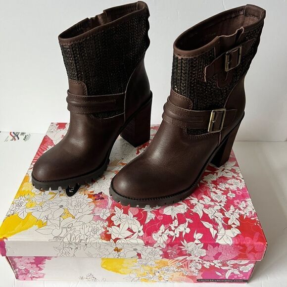 Chinese Laundry Women's Brown Chunky Heel Leafy Boot Size 7 1/2 - Picture 8 of 9